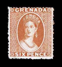 S.G. 7, 1866 6p Orange red, rough perf. 14 to 16, wmk. small star, unused, bright vivid color on fresh paper, very fine for this (Scott 5i $750.00).