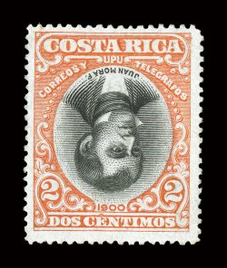46 var., 1901 2c Vermilion and Black, Center Inverted, fresh color, nicely centered, o.g., very fine.Although not listed in Scott, this invert has been well known for many
decades. Its first public appearance was in the 1935 sale of the Arthur