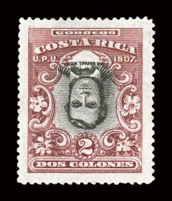 59 var.-68 var., 1c-2Col 1907 Portraits, Centers Inverted, the celebrated and unique set of all seven values that exist with an inverted center (1c, 2c, 5c, 20c, 50c, 1Col,
2Col), plus an extra 5c with center inverted and shifted to the bottom l