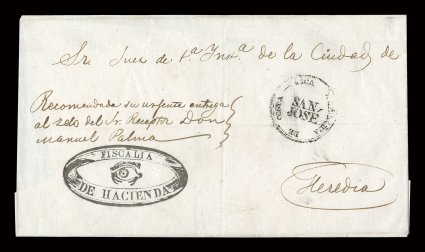 1830-1874 Official and Administrative stampless letters and documents, a most remarkable assemblage of 65 items, largely folded letters, along with a few documents, all bearing
an amazing range of special administrative cachets of various civil,