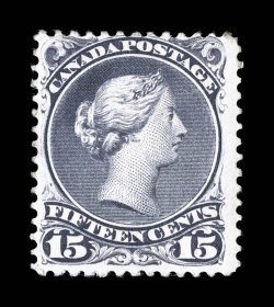 30c, 1868 15c Deep violet on very thick paper, an especially fresh and attractive mint example of this rare of often misidentified stamp, with impressively rich color and a
well incised impression on bright paper, o.g., h.r., fine 2001 Greene F