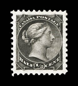 34, 1882 12c Black, impeccably well centered within large margins, deep intense color and impression, o.g., never hinged, extremely fine gem (Unitrade
C$62.50).