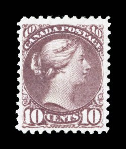 40c, 1877 10c Dull rose lilac, perforated 11 12x12, unused, rich color on fresh white paper, well centered and margined, regummed, very fine (Unitrade
C$2,000.00).