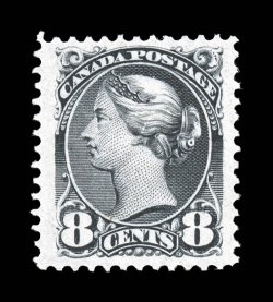 44, 1889 8c Violet black, select quality mint single, being wonderfully well centered within unusually wide margins, deep color and a striking vivid impression, o.g., never
hinged, extremely fine ex-Midland Collection, Dr. Tang (Unitrade