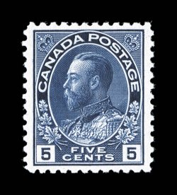 111a, 1912 5c Indigo Admiral, first printing, deep prooflike color and impression on bright white paper, uncommonly well centered, o.g., n.h., extremely fine 1992 Greene
Foundation certificate as the old 111i designation (Unitrade C$1,200.00