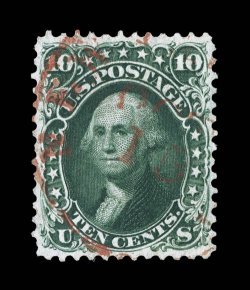 62B, 10c Dark green August, pretty used example of this scarce stamp, rich luxuriant color and a deeply etched impression, excellent centering as well, bright red town c.d.s.,
very fine 2007 PSE certificate.