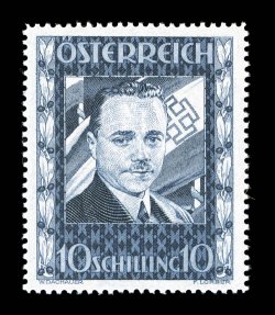 380, 1936 10S Dollfuss, gem mint example of this scarce and popular stamp, extraordinarily well centered and margined, o.g., n.h., extremely fine (Michel 588
Ç1,300).
