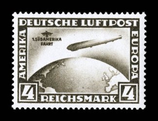 C38-39, 1930 2M-4M Graf Zeppelin South America Flight cplt., particularly bright and fresh, well centered, o.g., minor h.r., very fine (Michel 438-39
Ç640).
