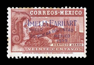 C74, 1935 20c Amelia Earhart, another mint example of this air post rarity, deep rich color, o.g., lightly hinged, fine signed H. Bloch and others, as well as accompanied by a
1980 Mepsi certificate.