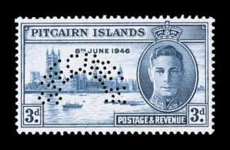 9S-10S, 1946 2p-3p Victory, with perforated Specimen cplt., wonderfully fresh, o.g., never hinged, very fine the key Victory specimen set of the Commonwealth ex-Allen (S.G.
9s-10s).