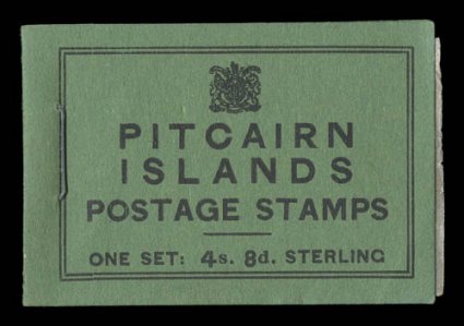 S.G. SB1, 1940 King George V complete booklet, a lovely hand manufactured booklet produced by the Fiji Government with a single stamp of each value of the first issue of
Pitcairn Island, covers are crisp with the long staple used in the manufact