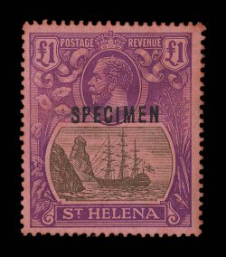 95S-99S, 1922 4p-£1 Badge of Colony, watermark multi crown and CA, with Specimen overprints cplt., bright fresh colors, well centered, o.g., lightly hinged, very fine (S.G.
92s-96s £500).
