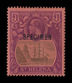 95S-99S, 1922 4p-£1 Badge of Colony, watermark multi crown and CA, with Specimen overprints cplt., another fresh set, o.g., lightly hinged, very fine (S.G. 92s-96s
£500).