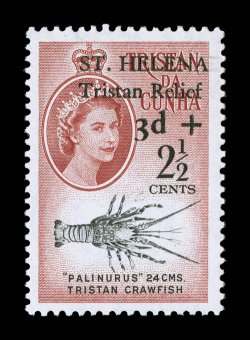 B1-4, 1961 2 12c + 3p to 10c + 1- Tristan Relief semi-postals cplt., a post office fresh set of this rare and popular issue, well centered, o.g., n.h., very fine one of the
key rarities of the Queen Elizabeth era, as only 434 sets were so