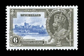 S.G. 128d, 1935 6p Silver Jubilee, flagstaff on right-hand turret variety, well centered, o.g., l.h., very fine (Scott 118 var.).