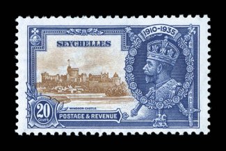 S.G. 130e, 1935 20p Silver Jubilee, double flagstaff variety, rich colors, o.g., small h.r., very fine (Scott 120 var.).