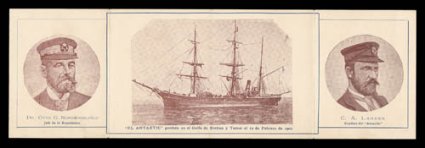 1901-03 Swedish South Polar Expedition, Nordenskjold-El Antarctic-Larsen sepia print triptych folded post card, an absolutely gorgeous card printed by Bredahl, Florida 234, 6c
Argentina adhesive tied on address side by Buenos Aires c.d.s. to Mo