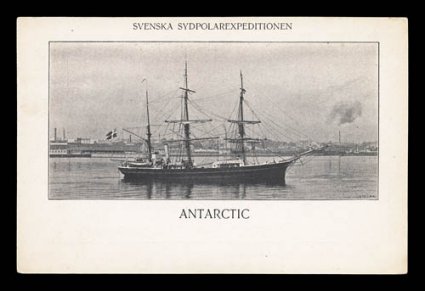 1901-03 Swedish South Polar Expedition, official expedition picture post card depicting the ship Antarctic, very few of unused cards are known also part of a letter written by
Otto Nordenskjold, the leader of the expedition, he comments (in