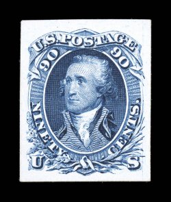 63P4-77P4, 1c-90c 1861 Issue, plate proofs on card  cplt., includes both 24c colors, 74TC and the original small envelope that the set was sold in, nearly all with wide
margins, brilliantly fresh colors, very fine.