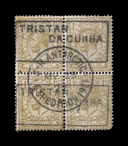 1921-22 Shackleton-Rowett Expedition, small specialized collection of nine piecesstamps issued during the Shackleton-Rowett Expedition, all from the Alexander Hepburne Macklin
family archive, each showing the boxed Gough Island. and Tristan