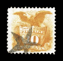 116, 10c Yellow, well centered within rather large margins, bright color, unusual star cancel, extremely fine 1981 PF certificate.