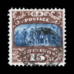 119 var., 15c Dark brown and blue, Ty. II, deep intense colors in this distinctive and eye-appealing shade, well centered, light target cancel, very fine 2005 PF
certificate.