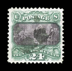 120 var., 24c Green and violet, double grill, an extraordinarily choice used example of this rarely offered variety, in a quality that would be exceptional for a normal used
example, let alone for a double grill, incredibly well centered within