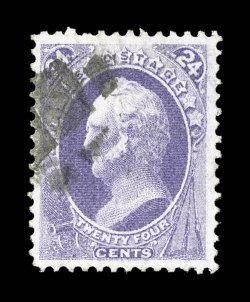 153, 24c Purple, gorgeous used example, boasting absolutely radiant color in an intense shade (almost never seen with such strong color), exceptionally well centered within
unusually large margins, light unobtrusive pmk., extremely fine gem 200