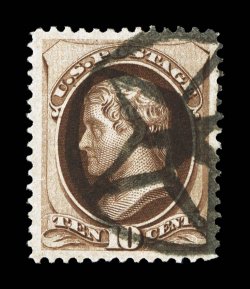 161, 10c Brown, striking used single, being incredibly well centered within lavishly large margins all around, sumptuously rich color and a clean impression, fancy geometric
NYFM cancel, an extremely fine actually a very scarce stamp in this ge