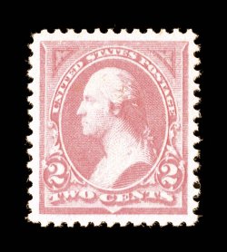 248, 2c Pink, Ty. I, exceptionally large and well balanced margins all around, vivid Pink color, o.g., n.h., natural gum skips, extremely fine clear 2000 PF
certificate.