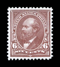 256, 6c Dull brown, uncommonly well centered within large margins, brilliantly rich color on fresh white paper, pristine o.g., n.h., extremely fine 2002 PF
certificate.
