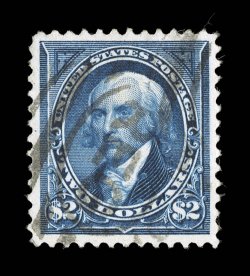 262, $2.00 Bright blue, a highly select used example, being not only extraordinarily well centered within particularly large margins, but its color and impression are
incredibly deep and intense on bright white paper, relatively light registry c