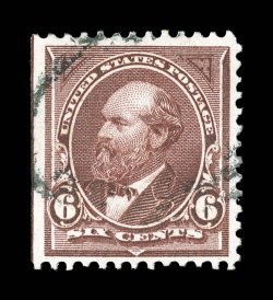 271a, 6c Dull brown, watermarked USIR in error, uncommonly well centered, natural straight-edge at left, strong rich color, light cancel, very fine a collectable example of
this rare watermark variety 1986 PF certificate.