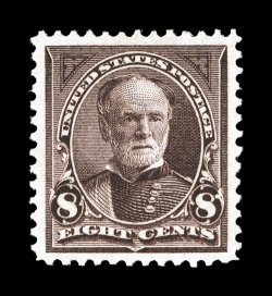 272, 8c Violet brown, exceedingly well centered within especially large margins, rich color, o.g., relatively lightly hinged, extremely fine 2003 PSE certificate (XF-Superb 95
SMQ $335.00).