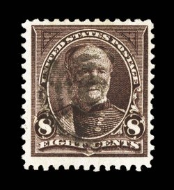 272a, 8c Violet brown, watermarked USIR in error, used, well centered within large margins, especially deep color and a razor-sharp impression, very fine 1986 PF
certificate.