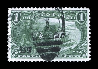 285, 1c Trans-Mississippi, an especially choice used single, being remarkably well centered within large balanced margins, deep color and well incised impression on brilliantly
fresh paper, centrally struck duplex cancel, extremely fine 2008 PS
