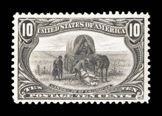 290, 10c Trans-Mississippi, rather well centered within unusually large margins, rich color, o.g., n.h., very fine 1996 PF certificate.