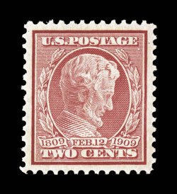 369, 2c Lincoln on bluish paper, incredibly well centered within especially large margins, deep luxuriant color and a razor-sharp impression, immaculate o.g., n.h., extremely
fine gem 1999 and 2001 PF certificates ex-Piedmont.