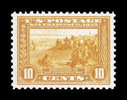 400, 10c Panama-Pacific, orange yellow, very well centered within wide margins, bright color, unblemished o.g., n.h., extremely fine 1995 PF certificate and a 2008 PF
certificate (XF 90 SMQ $740.00).