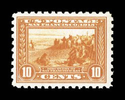 404, 10c Panama-Pacific, perf. 10, deep vibrant color and a crisp impression on bright paper, nicely centered, o.g., l.h., very fine.