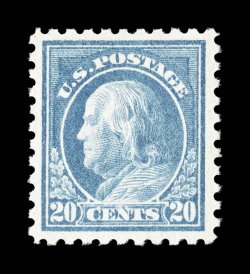 438, 20c Ultramarine, choice mint single, exceptionally well centered within large margins, especially deep color and impression, o.g., n.h., extremely fine 1999 PF
certificate.