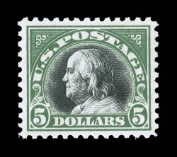 524, $5.00 Deep green and black, exceedingly well centered and margined, deep colors and impressions, o.g., n.h., extremely fine.