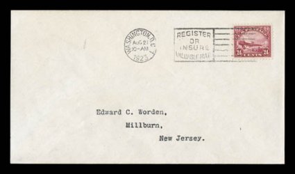 C4-6, 1923 8c-24c Air Posts cplt., each tied to a fresh Worden addressed first day cover by Washington, D.C. machine cancels, stamps are well centered and with bright colors, a
very fine and well matched set.