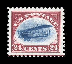 C3, 24c Carmine rose and blue, very well centered within extravagantly large margins, brilliantly fresh, o.g., n.h., extremely fine 1999 PF certificate and a 2007 PSE
certificate (XF 90 Jumbo SMQ $250.00 for 90 and $640.00 for 95).