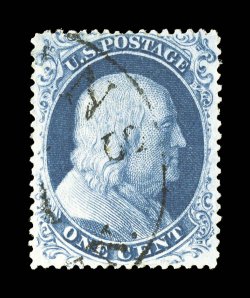 22, 1c Blue, Ty. IIIa, used, well centered, strong rich color and a clean impression on bright white paper, light town cancel, choice very fine 2002 PF
certificate.