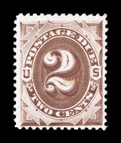 J2, 2c Brown, rich fresh color, fairly well centered, o.g., never hinged, nearly very fine 1992 PF certificate.