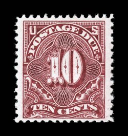 J35, 10c Deep claret, exceptionally well centered within large margins, deeply rich color and a strong impression, o.g., n.h., choice very fine 2000 PF certificate and a 2006
PSE certificate.