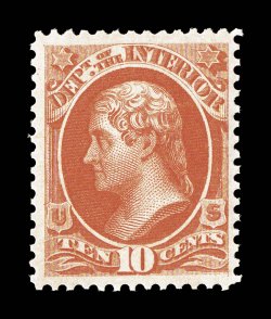 O19, 10c Interior, well centered within extra-large margins, intensely rich color and impression, pristine o.g., n.h., extremely fine 2006 PF certificate (XF 90 SMQ does not
price never hinged).