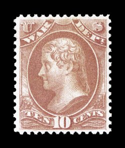 O88, 10c War, uncharacteristically well centered, strong color, o.g., n.h., extremely fine 1998 PF certificate.