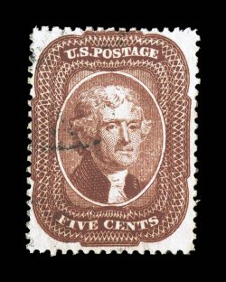 28, 5c Red brown, Ty. I, used, very lightly and unobtrusively cancelled, lovely rich color, fine.